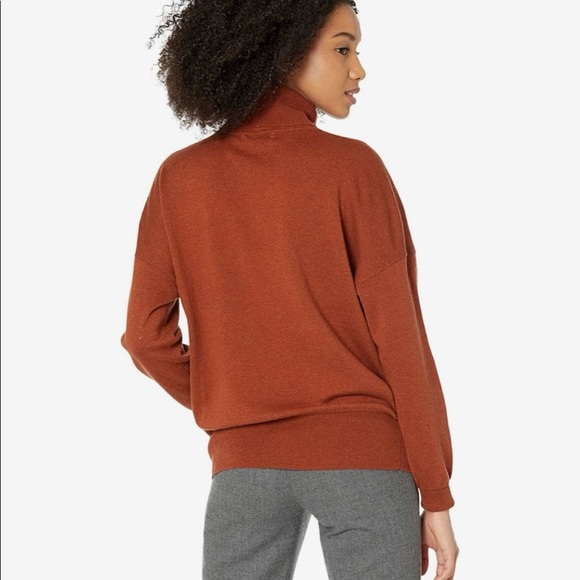 MADEWELL Brookhaven Turtleneck Wool Blend Sweater Rust Brown - Picture 2 of 10